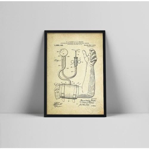 Vintage Blood Pressure Measuring Apparatus Patent Retro Poster Canvas Print Wall Art Picture Painting Doctor office Decoration