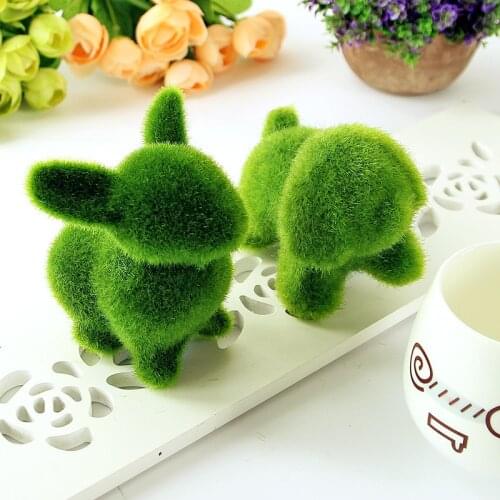 YO CHO 1PC Artificial Grass Small Animal Ornaments Potted Plant Home Office Room Ornament Decor Christmas Handwork Gift DIY