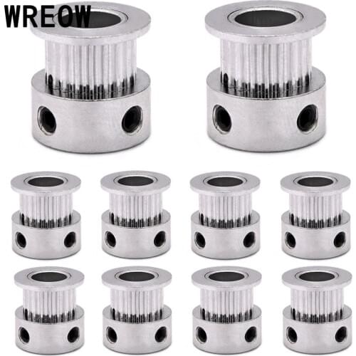 10pcs 16 Teeth 2GT Timing Pulley Bore 5mm 2GT Timing Belt 3D Printer Parts 16T GT2 Pulley Tool Accessories With 2pcs M3 keyhole