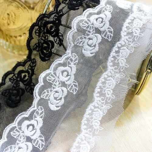 10yards/ Lot Width 6.5cm Off White Cotton Wire Embroidered Rose Lace Fabric DIY Handmade Lace Materials Clothing Accessories