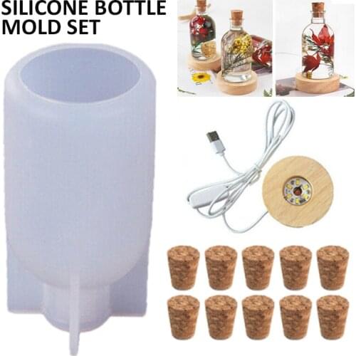 12PCS/Set Silicone Bottle Mold LED Night Light Resin Casting Epoxy Mould Sets Home Office Decoration Crafts Making Tool Supplies