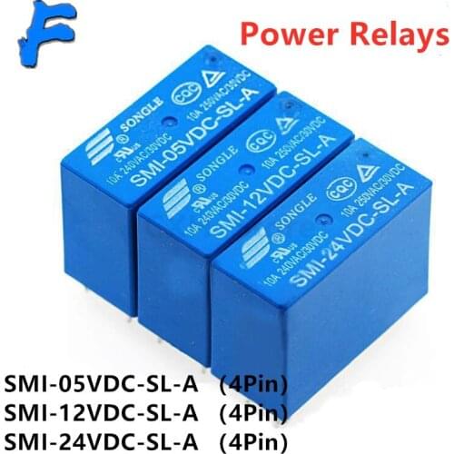 2PCS/Lot Power Relays SMI-05VDC-SL-A SMI-12VDC-SL-A SMI-24VDC-SL-A 5V 12V 24V 10A 4Pin