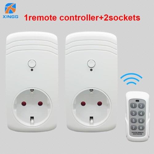 2PCS RF 433MHz Intelligent 2 Smart Wireless Remote Socket Outlet W/ Control Switch 1 Transmitter US EU UK Plug