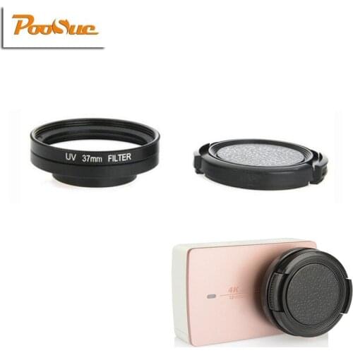 37mm UV Lens Filter+Protective Lens Cover + adapter for Xiaomi Yi 4K YI Lite Action Camera Lens Accessories