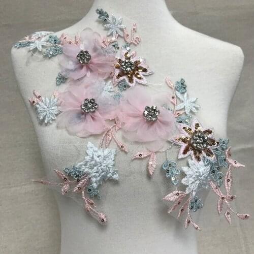 41.5 Cm*21.3 Cm NEW Beaded Sequins 3D Embroidery Lace Appliques Stickers Clothing Dress Decoration Accessories