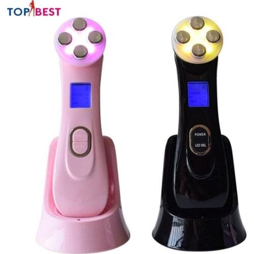5 In 1 LED Photon Anti Aging Beauty Instrument Radio Frequency Facial Massager RF&EMS Face Lift Acne Wrinkle Remover Apparatus