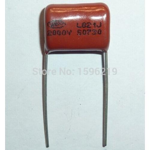 50pcs CBB capacitor 821 2000V 821J 2KV 820pF 0.82nF P15 CBB81 Metallized Polypropylene Film Capacitor