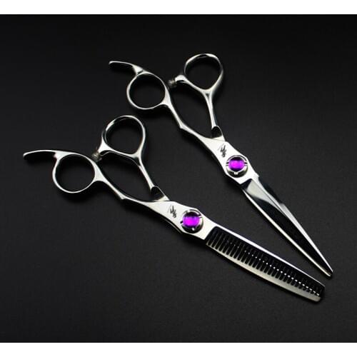 6.0 sale Purple Screw Hairdressing Scissors Shears Hairdresser Shaver Haircut Scissors Stainless Steel Model Number Size Teeth