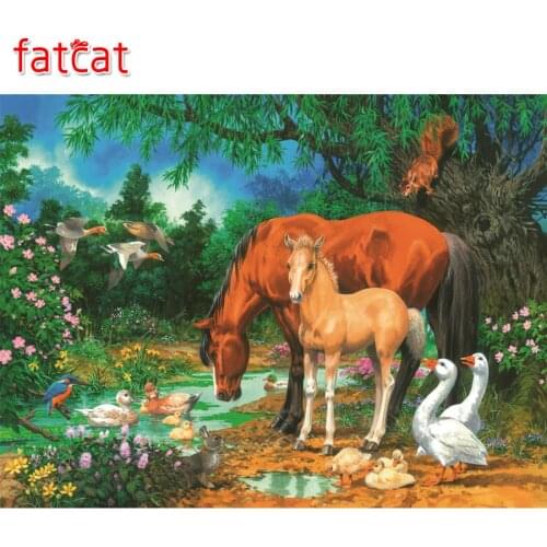 FATCAT Horse duck animals 5d diy diamond painting cross stitch full square round drill diamond embroidery sale AE3113