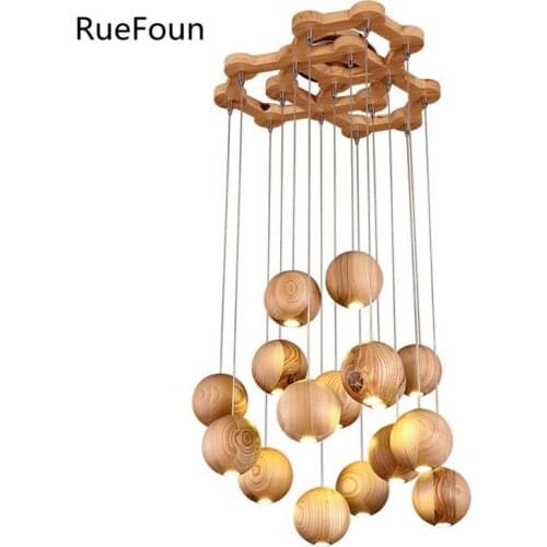 American country wooden chandelier creative dining room living room bedroom study antique ball lighting