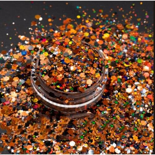 500g 0.5kg Halloween Glitter Powder Black Purple Gold Red Mix Color Nail Hexagon Sequins Craft Glitter Bulk Wholesale