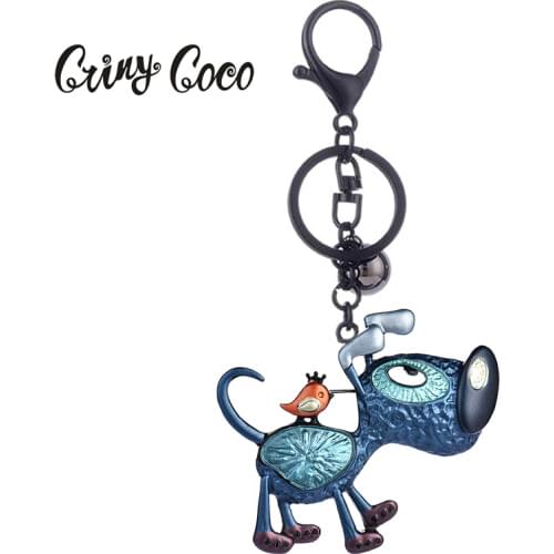 New Arrival 2019 Designer Cute Dog Bird Keychains for Women Girls Fashion Enamel Alloy Metal Car Key Chain Rings Birthday Gifts