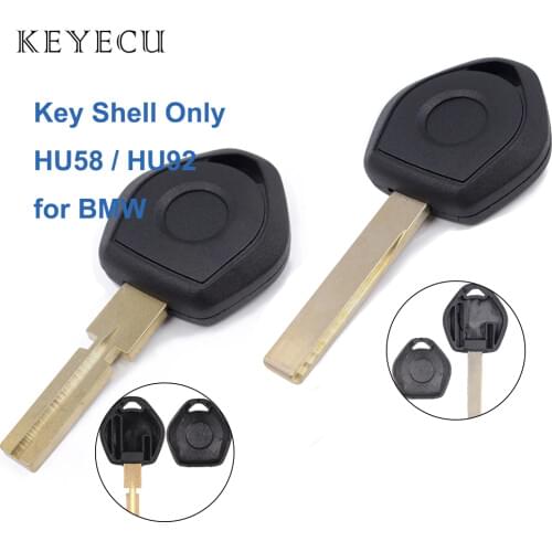 Keyecu Transponder Chip Ignition Key Shell Case Cover for BMW 1999 2000 2001 2002 2003 2004 2005, HU58/HU92 Blade