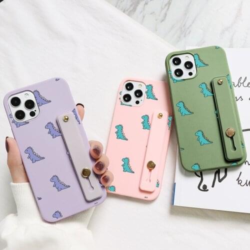 Cute Animal Dinosaur Wrist Strap Case For Samsung Galaxy S20 S21 FE S10 S10e S9 S8 Note 20 Ultra 10 Lite 2020 Plus 9 8 TPU Funda