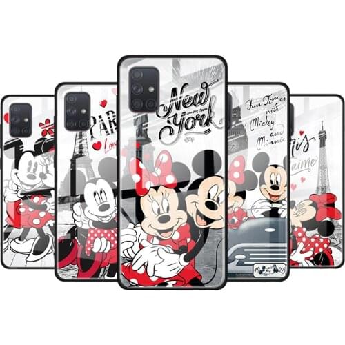 Mickey Minnie in London for Samsung Galaxy S21 Ultra A71 A51 4G 5G A91 A81 A41 A31 A21 A11 A01 Tempered Glass Phone Case