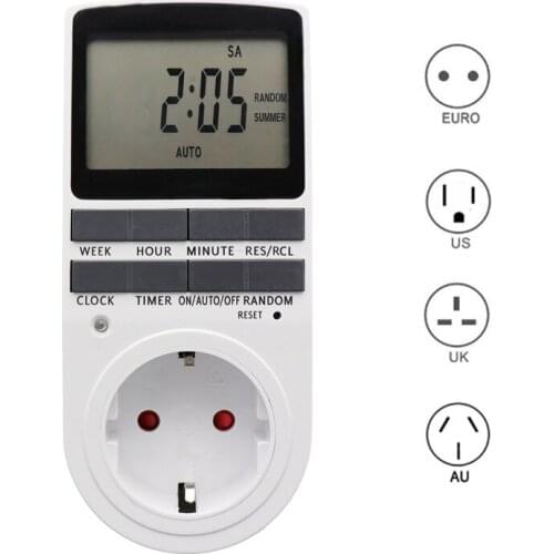 Electronic Digital Timer Switch EU US UK AU Plug Kitchen Timer Socket 230V 110V 7 Days 12/24 Hours Programmable Timer Socket