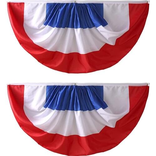 France French Pleated Fan Flag Bunting Banner Outdoor Front Porch Decorations Indoor Patriotic Holiday Celebrations