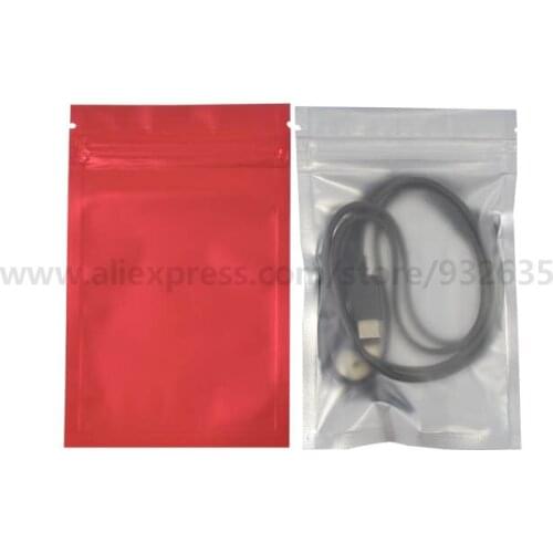 Matte Red Color One Side Clear Zip Lock Bag Food Save Plastic Packaging Transparent Foil 100 Pcs