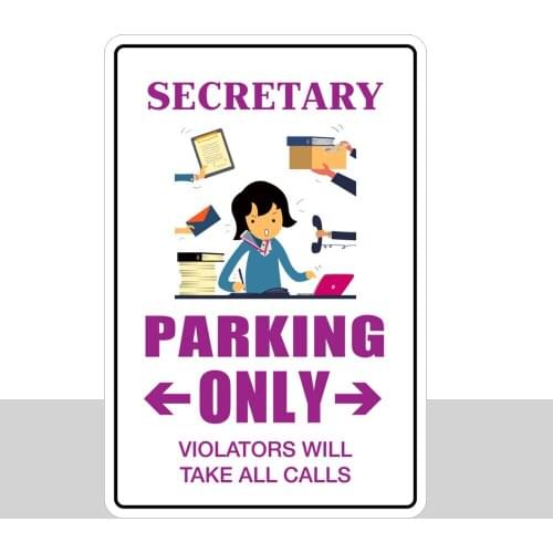 Aluminum Secretary Parking Only 8x12 Metal Novelty Sign Metal Decor