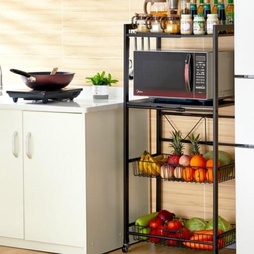 Multi Layer Storage Rack Metal Kitchen Floor Rotating Spice Food Multifunction Storage Rack Mobile Kuchnia Home Products DG50SR
