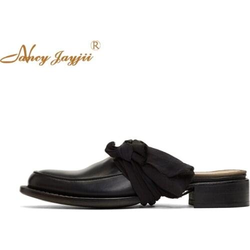 Nancyjayjii Elegant Womens Summer New 2019 Lady Leather Round Toe Flats Slippers Casual Party Shoes Woman Zapato Mujer Size 4-16