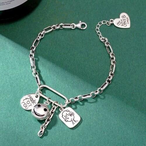 New Heart Smiley Round Card Letter Bracelets For Women Trend Creative Jewelry Accessories Party Gifts Boy Pendant Bracelets