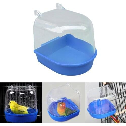 Pet Hanging Water Bath Tub For Small Bird Parrots Shower Cage