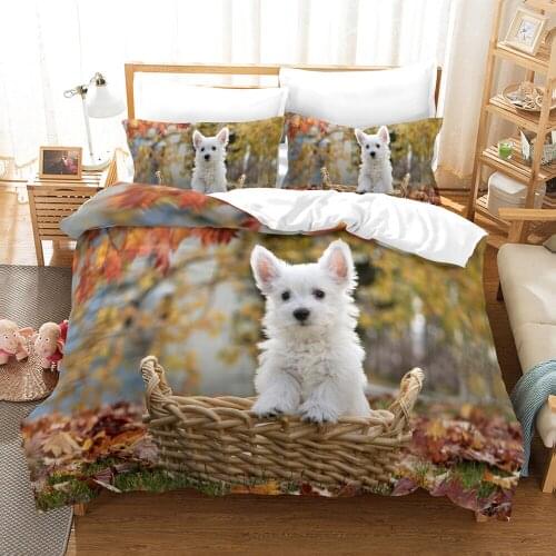 Dropshipping SINGLE only 1 Pillowcase Queen Size Bedding For Boys Duvet Cover Set Bedding Dog N034 Animal Cartoon Christmas Gife