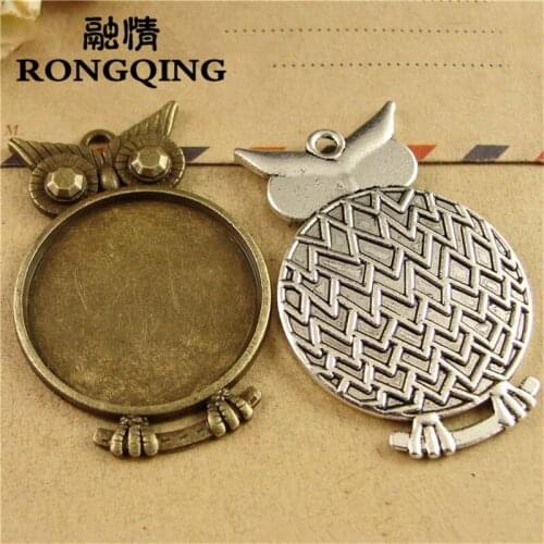 RONGQING 25mm 40pcs/lot 2 colors owl Retro Tray DIY Accessories Wholesale Craft