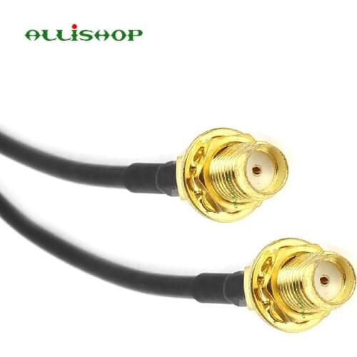 ALLiSHOP 0-3Ghz pigtail SMA female socket jack to SMA female socket jack low loss RG174 cable for FPV Antenna wifi router