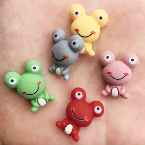 Hand Painted Mix Resin Kawaii Colorful 3D Frog Flatback Cabochon Stone 20PCS Scrapbook DIY Decor Home Figurine Crafts