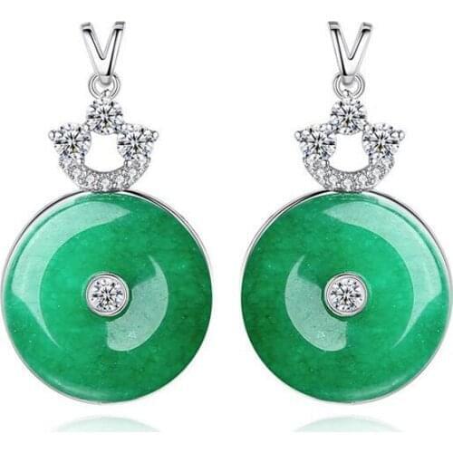 Lucky Round Green Stone Drop Dangle Earring AAA Zircon Crystal Earrings For Women Jewelry Gifts Vintage Rhinestone Accessories
