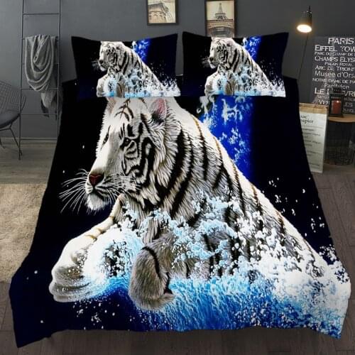 Spindrift White Tiger Duvet Cover Set Single Double Luxury Bedding Set Animal Queen King Twin Full Size Bed Linen For Boys Adult