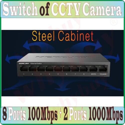 Steel cab/ 10 ports 1000Mbps data Switch Plug&Play NVR Camera Network Switch Mini Desktop Ethernet Network Switch of CCTV Camera