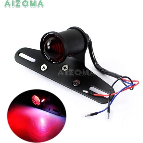 12v LED Lucas Taillight with Steel License Plate Bracket Rrtro Motorcycles Brake Lamp For Honda Triumph Harley Sportster Bobber
