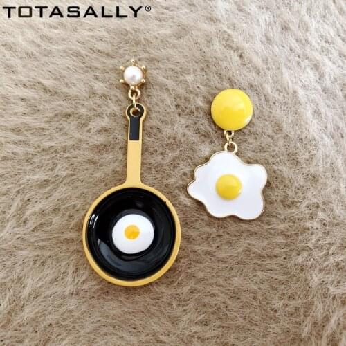 TOTASALLY Fashion Cute Pan Poached Egg Dangle Earrings Funny Enamel Anti-allergy Girls Earrings Wholesale Gifts Dropship
