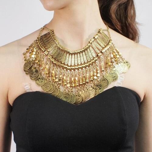 UKMOC Gypsy Maldives Beachy Chic Design For Fashion Women Dress Bib Vintage Coins Jewelry Statement Pendants Necklaces #2727