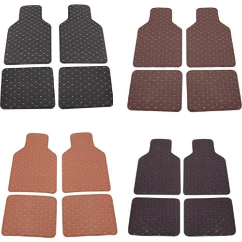 Universal Fit 4pcs PU Leather Car Floor Mat Waterproof Foot Pads Protector B36B