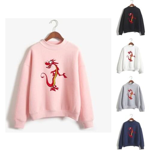 Spring Autumn Print Mulan Funny Dragon High Collar Hoodies Fashion Men Women Capless Sweatshirts Long Sleeve Hoodie Pullover Top