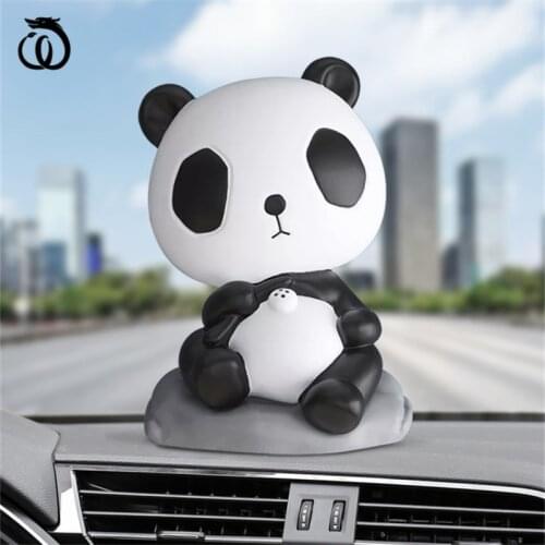 WU CHEN LONG Modern Simple Creative Panda Art Sculpture Bear Animal Statue Figurine FRP Craft Car Interior Decoration R5992