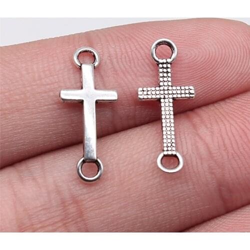 WYSIWYG 40pcs 20x8mm Antique Silver Color Cross Connector Charms For Jewelry Making DIY Jewelry Findings
