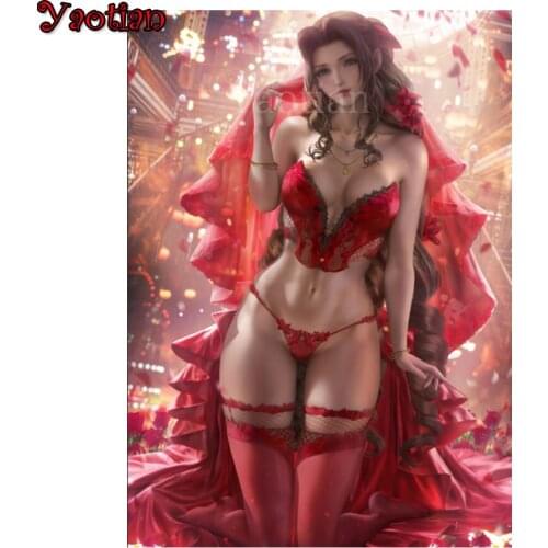 Yaotian 5D DIY Diamond Painting Sexy Woman Full Square Round Diamond Embroidery Mosaic Cartoon Girl Rhinestone Decor For Home