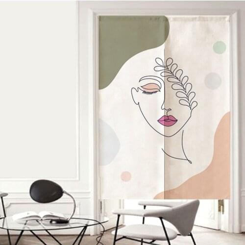 Abstract character Cotton Hemp Bedroom Kitchen Half Panel Curtain Geomantic Door Curtain Shower Toilet Blackout Curtain