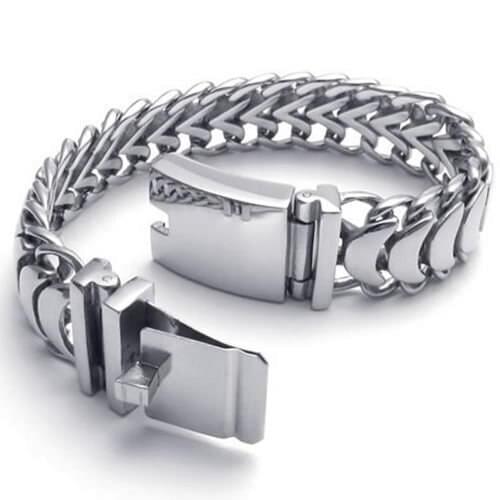 Womens Present Popular Jewelry Zirconia Stainless Steel Silvery Exquisite Polished Watchchain Shape Bracelet Length: 21.6cm