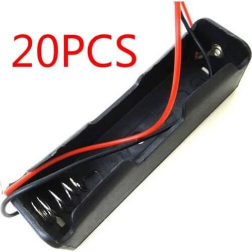 20 Pcs Small Box Plastic Shell Battery 1x18650 3.7V Case Holder Case Storage Clip Black With Wire