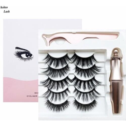 5 Pairs 3D Magnetic Eyelashes Natural Curler False Lashes Magnetic Eyeliner Set Mink Fake Lashes Makeup Extension