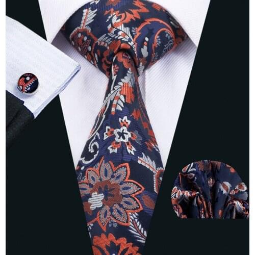 Barry.Wang New Arrival Men`s Tie 18 styles Floral Silk Jacquard Woven Gravata Necktie Hanky Cufflinks Set For Business Wedding