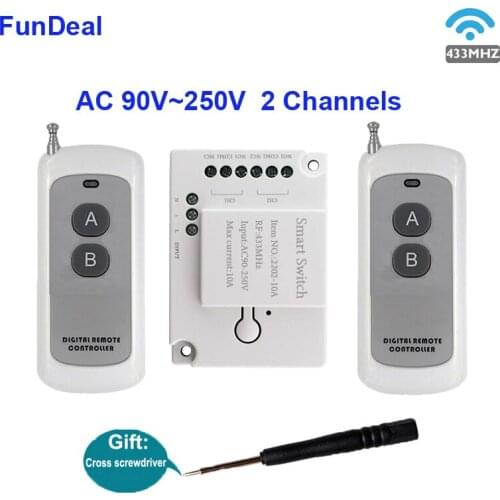 433MHz Wireless RF Remote Control Machine.AC 110V 220V 2CH Relay Receiver.For Lamp Switch Motor Forward And Reverse Control DIY
