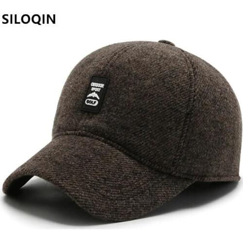 SILOQIN Adjustable Size New Mens Winter Baseball Caps Thick Warm Earmuffs Hats Men Casual Snapback Cap Dad Hat Bone Sports Cap