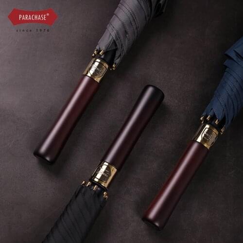Large Solid Wooden Handle Umbrella 132cm Semi-automatic Big Golf Long Umbrella Men 8 ribs Windproof Rain Umbrellas Guarda Chuva